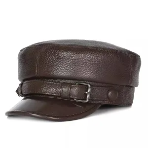 Gascogne Genuine Leather Sailor Cap boater hat with bow in beach sunlight