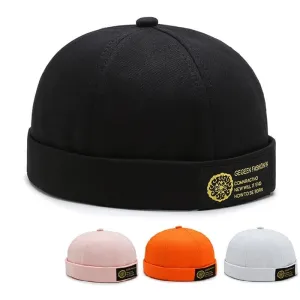 Gegeen Classic Docker Cap stylish boater hat with ribbon on model