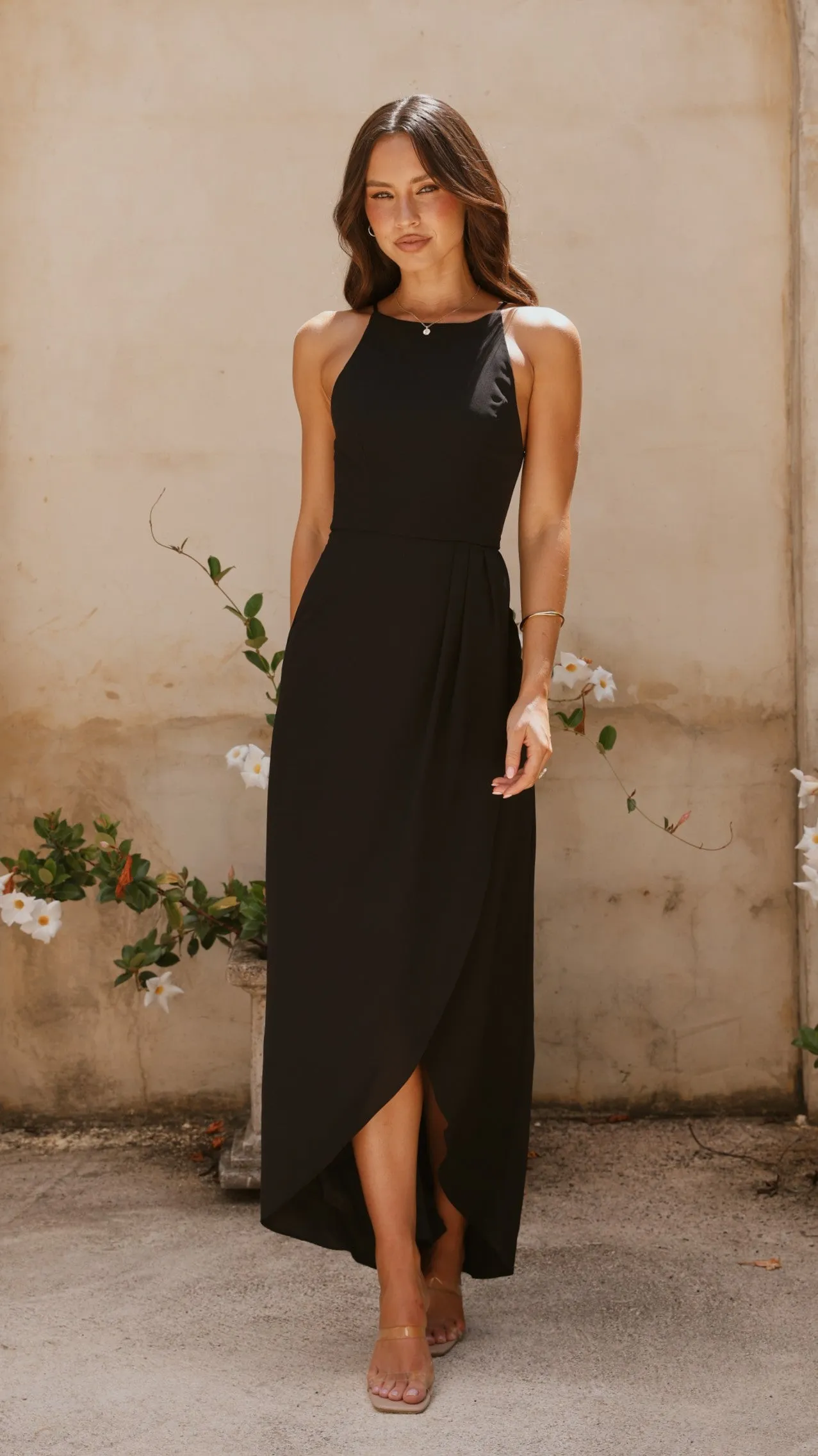 Genevieve Boat Neck Maxi Dress - Black,prom dresses,wedding guest dresses,homecoming dresses,bridesmaid dresses,cocktail dresses,women clothing,summer dresses,formal dresses,sundresses,mother of the bride dresses,quince clothing,bodycon dress,dress casual,