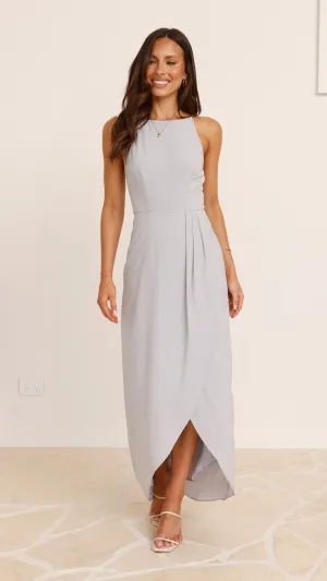 Genevieve Boat Neck Maxi Dress - Light Grey,prom dresses,wedding guest dresses,homecoming dresses,bridesmaid dresses,cocktail dresses,women clothing,summer dresses,formal dresses,sundresses,mother of the bride dresses,quince clothing,bodycon dress,dress ca
