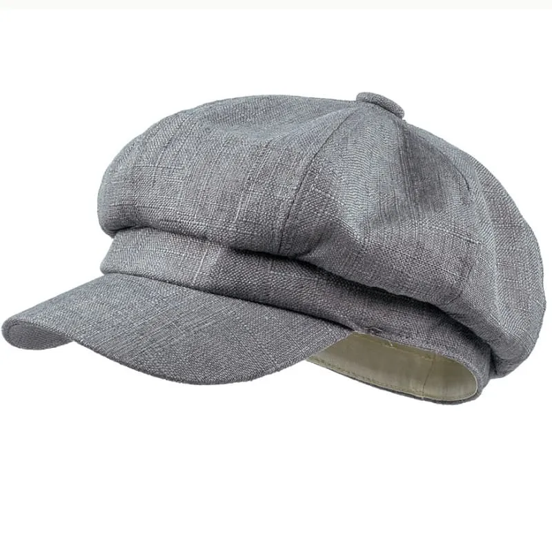 Genova Plain Linen Newsboy Cap