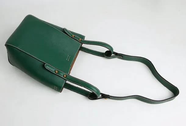 Genuine Leather Cute Bucket Bag Handbag Crossbody Bag Shoulder Bag Women Leather Purse