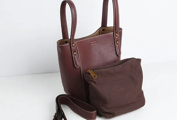 Genuine Leather Cute Bucket Bag Handbag Crossbody Bag Shoulder Bag Women Leather Purse