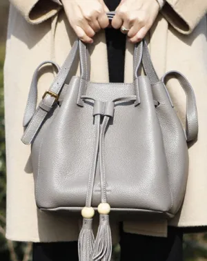 Genuine Leather Cute Women Bucket Bag Handbag Crossbody Bag Shoulder Bag Women Leather Purse cheap online
