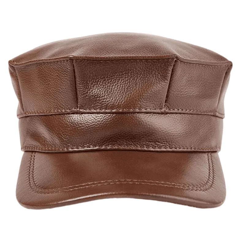 Genuine Leather Earflaps Army Cap