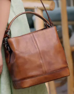 Genuine Leather Handbag Bucket Bag Crossbody Bag Shoulder Bag Purse For Women cheap online