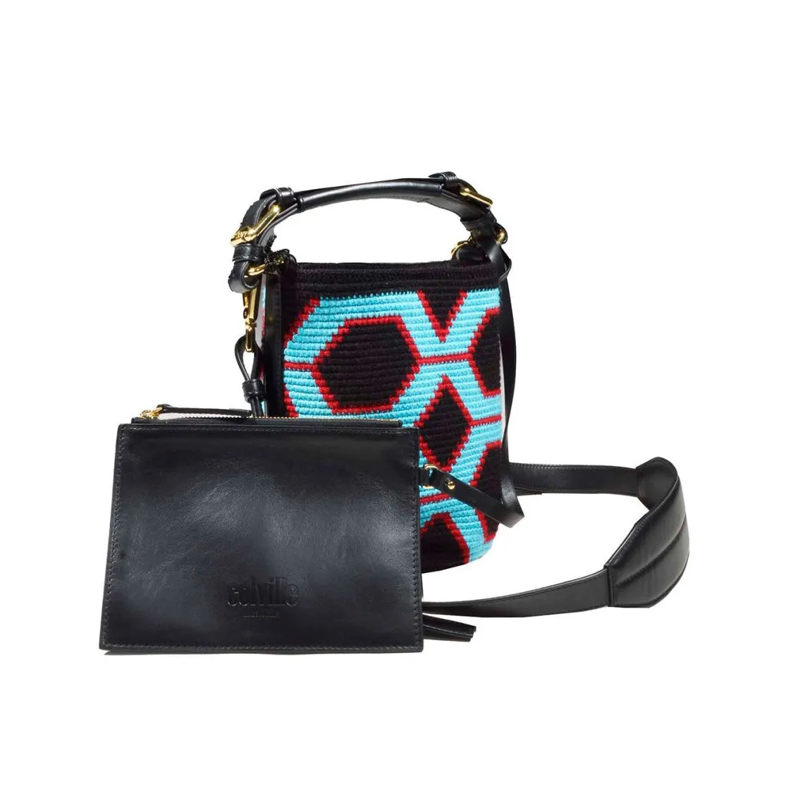 Geometric Pattern Cotton Bucket Bag