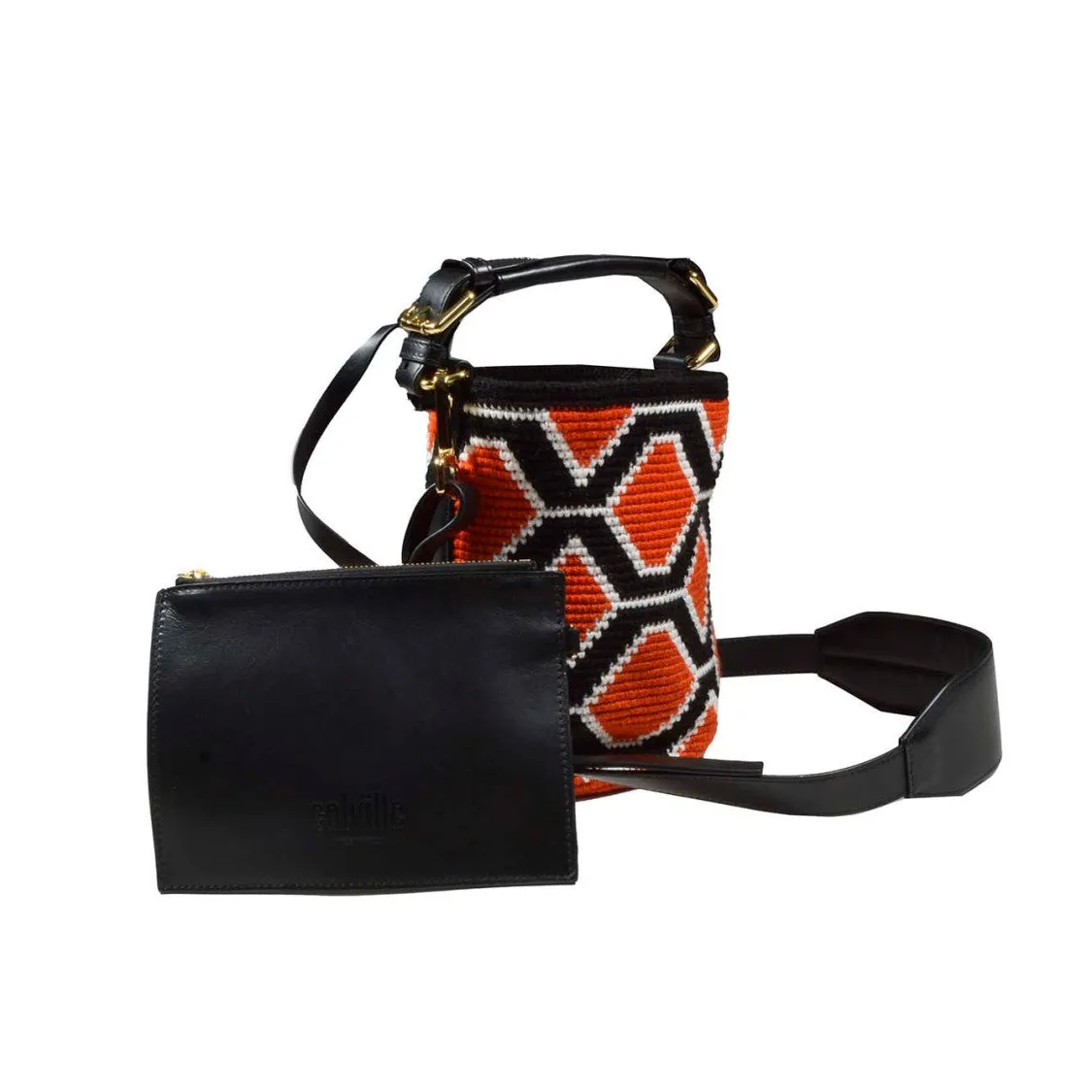 Geometric Patterned Cotton Bucket Bag