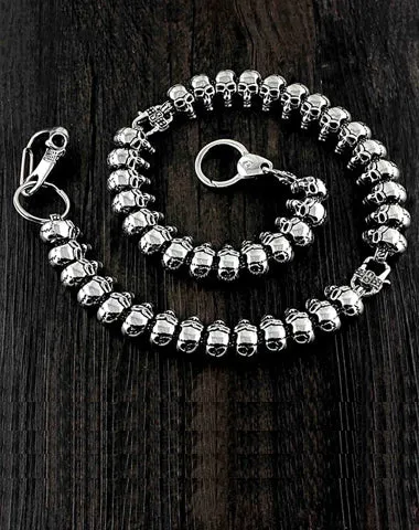 Ghost Head Titanium Steel Pants Chain Metal Wallet Chain Locomotive Punk Waist Chain For Men Silver