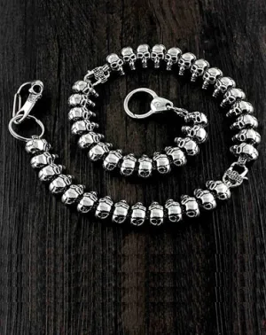 Ghost Head Titanium Steel Pants Chain Metal Wallet Chain Locomotive Punk Waist Chain For Men Silver