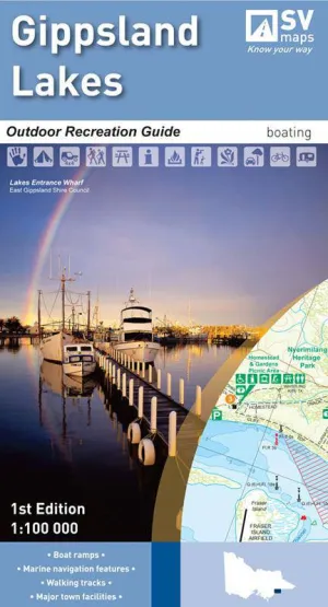Gippsland Lakes Outdoor Recreation Guide Map (Spatial Vision) camp map guide sale waterproof hiking map topographic camping map