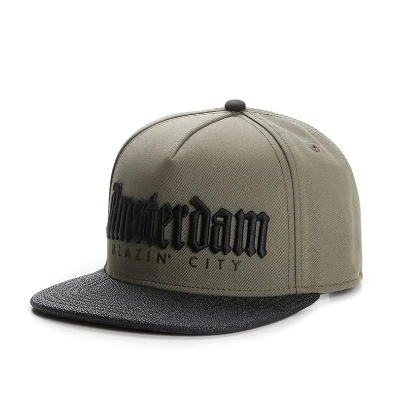 GKB Amsterdam Snapback Cap stylish boater hat with ribbon on model