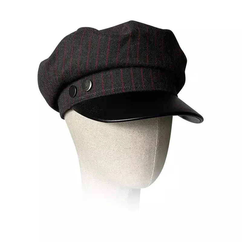 Glencoe Striped Leather Sailor Cap