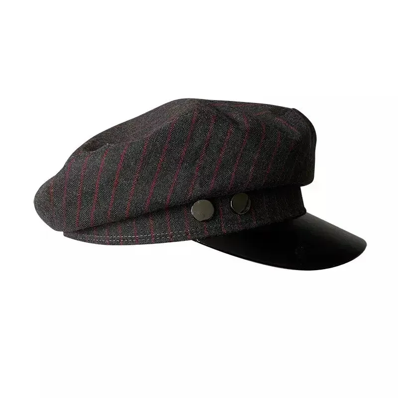 Glencoe Striped Leather Sailor Cap