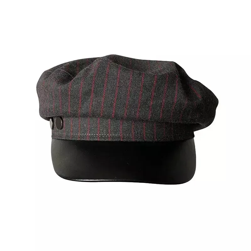 Glencoe Striped Leather Sailor Cap