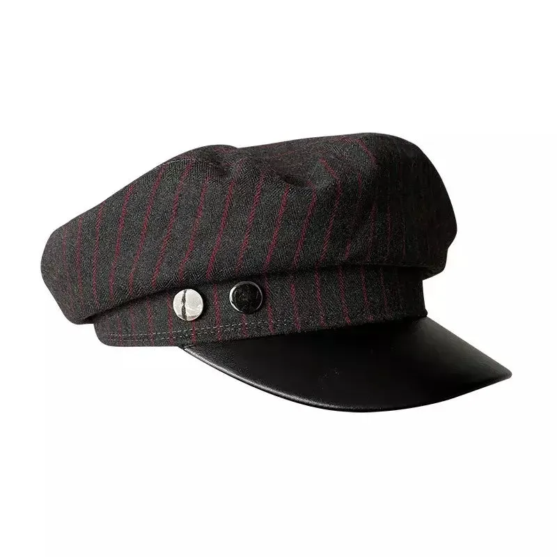 Glencoe Striped Leather Sailor Cap