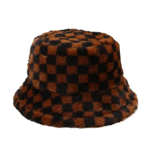 GLTR Plaid Fur Bucket Hat