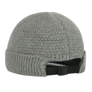 GLTR Plain Docker Beanie Cap stylish boater hat with ribbon on model
