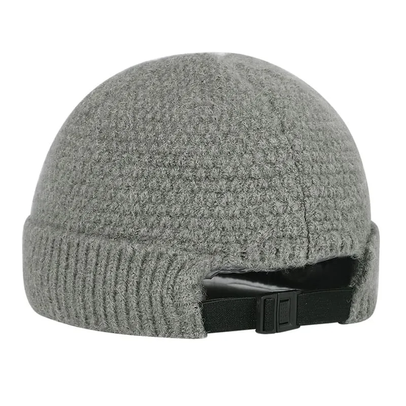GLTR Plain Docker Beanie Cap stylish boater hat with ribbon on model
