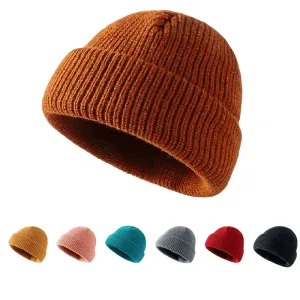 GLTR Plain Knitted Beanie stylish boater hat with ribbon on model