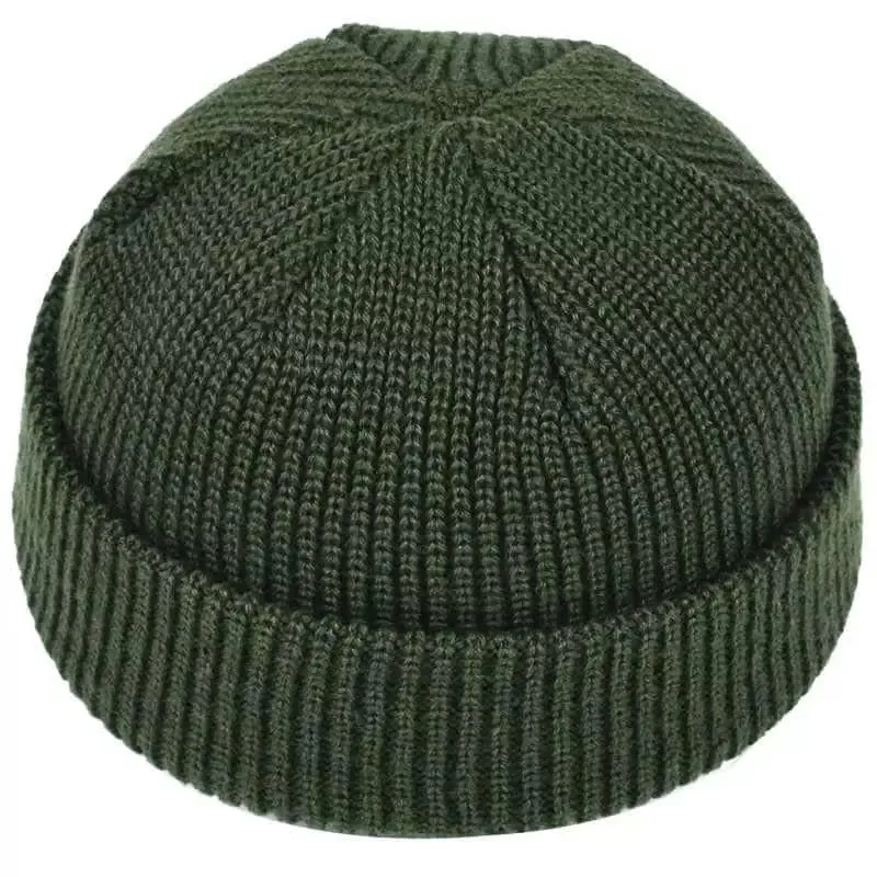 GLTR Vintage Short Docker Beanie stylish boater hat with ribbon on model