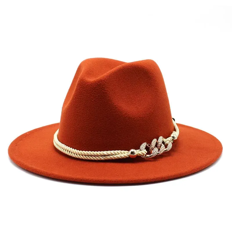 Golden Cord Felt Fedora Hat