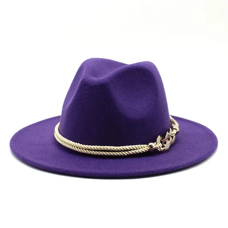 Golden Cord Felt Fedora Hat