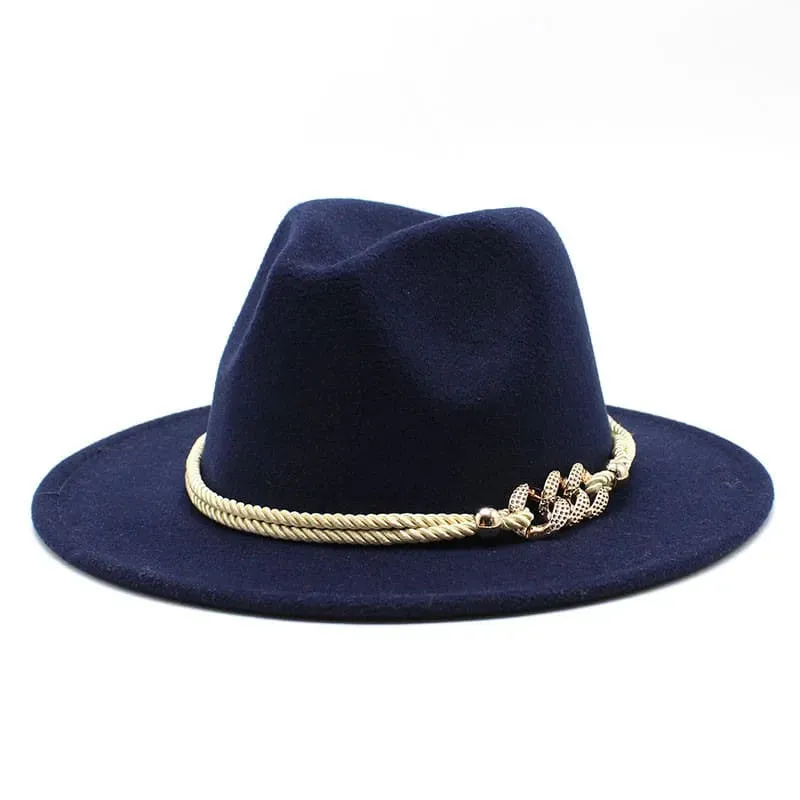 Golden Cord Felt Fedora Hat