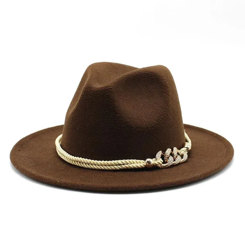 Golden Cord Felt Fedora Hat