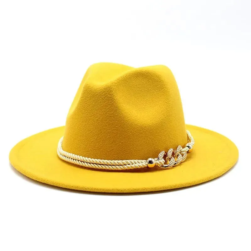 Golden Cord Felt Fedora Hat