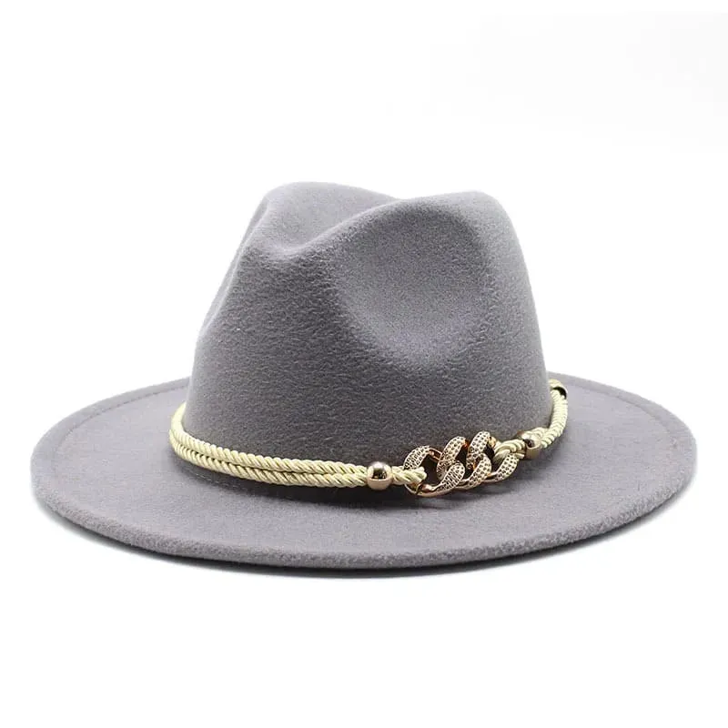 Golden Cord Felt Fedora Hat