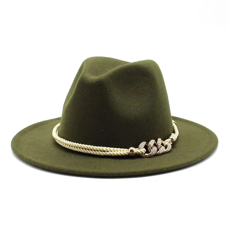 Golden Cord Felt Fedora Hat
