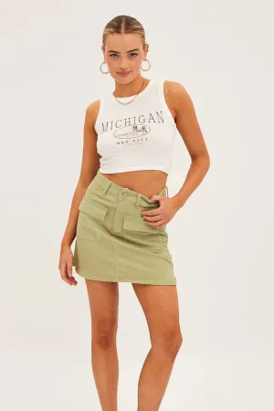 Green High Rise Cargo Mini Denim Skirt,skirt,denim skirt,mini skirt,maxi skirt,jean skirt,skort,tennis skirt,pleated skirt,pencil skirt,bubble skirt,plisse skirt,fitted skirt,midi skirt,short skirt,short mini skirt,leather skirt,a line skirt