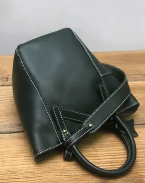 Green LEATHER WOMEN Bucket Handbag Barrel Shoulder Purses FOR WOMEN cheap online