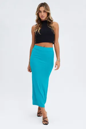 Green Midi Skirt High Rise Ribbed Jersey,skirt,denim skirt,mini skirt,maxi skirt,jean skirt,skort,tennis skirt,pleated skirt,pencil skirt,bubble skirt,plisse skirt,fitted skirt,midi skirt,short skirt,short mini skirt,leather skirt,a line skirt,Split skirt