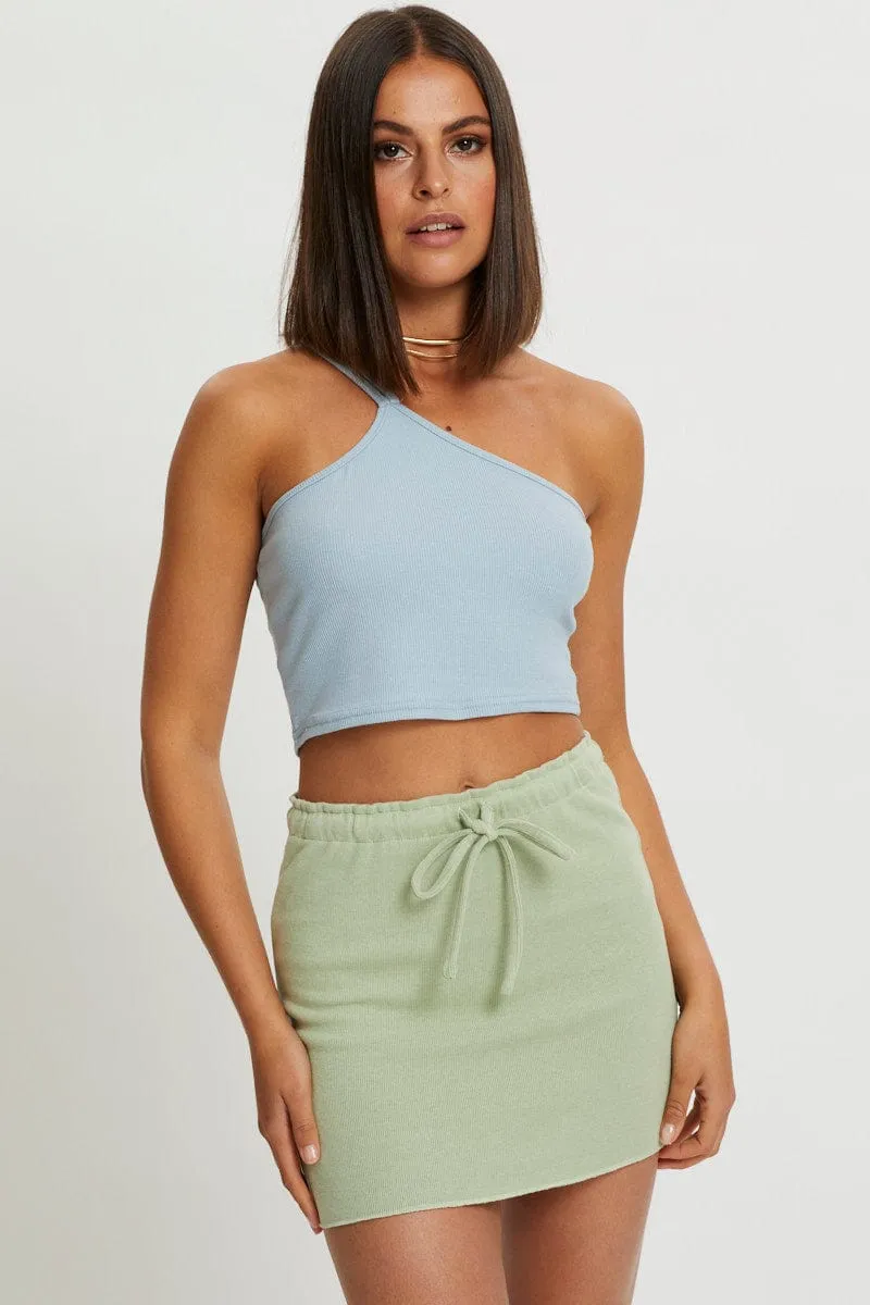 Green Tie Front Ruffle Waist Bodycon Skirt,skirt,denim skirt,mini skirt,maxi skirt,jean skirt,skort,tennis skirt,pleated skirt,pencil skirt,bubble skirt,plisse skirt,fitted skirt,midi skirt,short skirt,short mini skirt,leather skirt,a line skirt