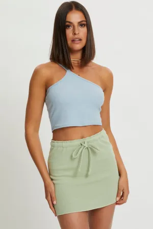 Green Tie Front Ruffle Waist Bodycon Skirt,skirt,denim skirt,mini skirt,maxi skirt,jean skirt,skort,tennis skirt,pleated skirt,pencil skirt,bubble skirt,plisse skirt,fitted skirt,midi skirt,short skirt,short mini skirt,leather skirt,a line skirt