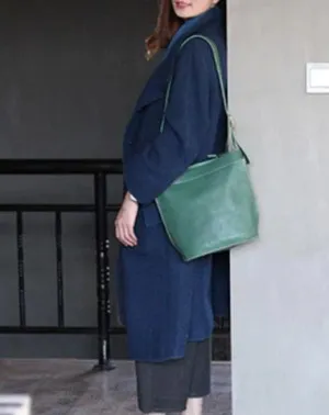 Green Womens Leather Bucket Side Bag Madewell Bucket Shoulder Bag Large Bucket Bag for Ladies cheap online