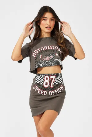 Grey Graphic Skirt Motor Bike Mini Tube Skirt,skirt,denim skirt,mini skirt,maxi skirt,jean skirt,skort,tennis skirt,pleated skirt,pencil skirt,bubble skirt,plisse skirt,fitted skirt,midi skirt,short skirt,short mini skirt,leather skirt,a line skirt,Split s