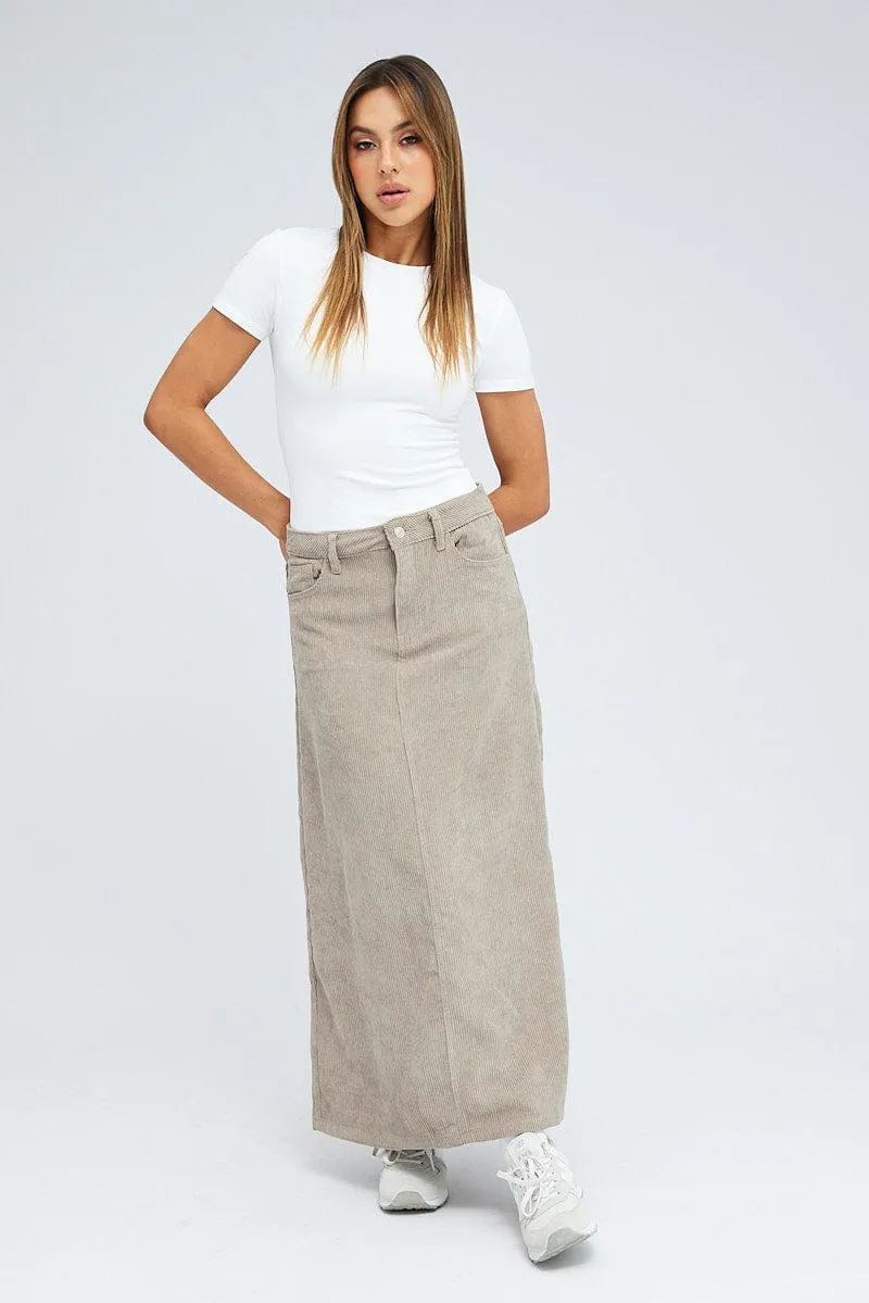 Grey Maxi Skirt High Rise A-line Corduroy,skirt,denim skirt,mini skirt,maxi skirt,jean skirt,skort,tennis skirt,pleated skirt,pencil skirt,bubble skirt,plisse skirt,fitted skirt,midi skirt,short skirt,short mini skirt,leather skirt,a line skirt