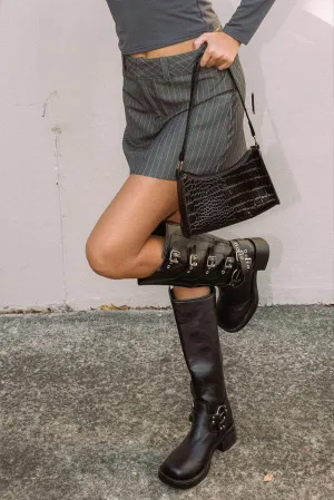 Grey Stripe Mini Skirt Mid Rise,skirt,denim skirt,mini skirt,maxi skirt,jean skirt,skort,tennis skirt,pleated skirt,pencil skirt,bubble skirt,plisse skirt,fitted skirt,midi skirt,short skirt,short mini skirt,leather skirt,a line skirt,Split skirt
