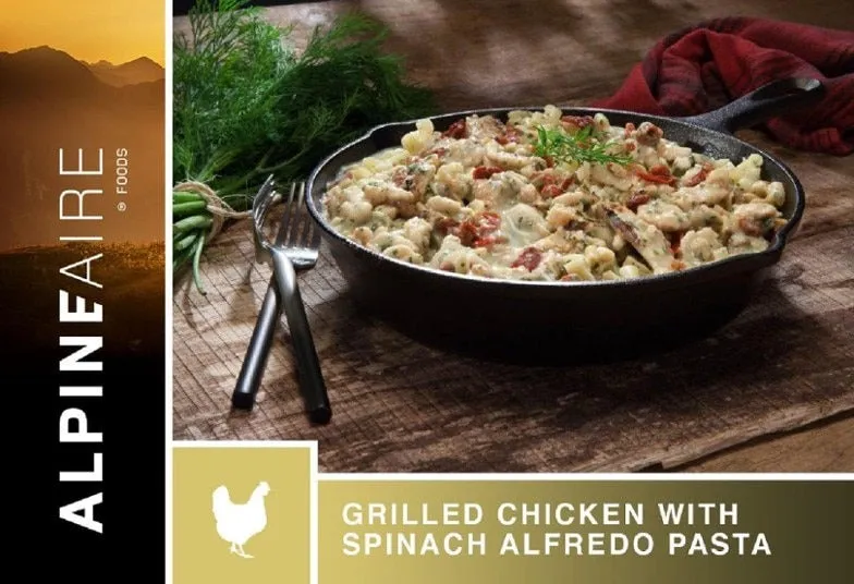 Grilled Chicken with Spinach Alfredo Pasta portable camping kitchen set discount camping cookware kit sale olding camp kitchen box clearance