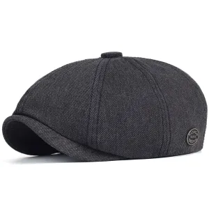 GSIOR Cotton Newsboy Cap stylish boater hat with ribbon on model