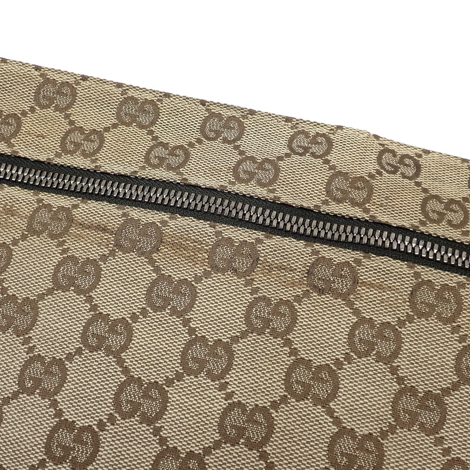Gucci Gg Canvas Leather Fanny Pack Pouch Sling Bag (Pre-Owned)
