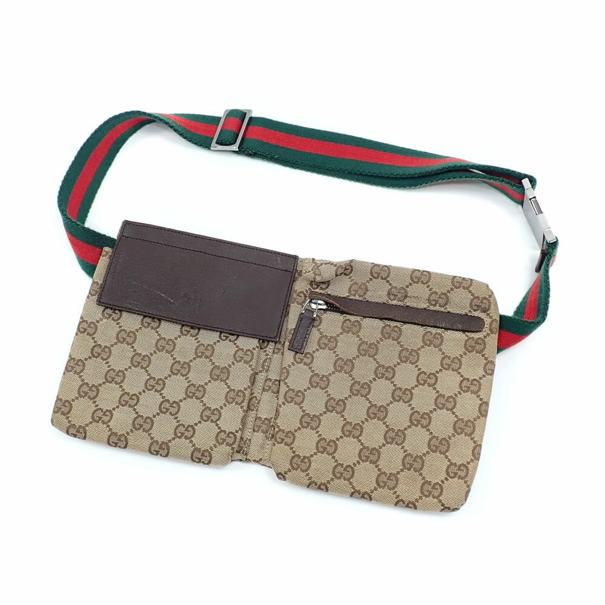 Gucci Gg Canvas Leather Fanny Pack Pouch Sling Bag (Pre-Owned) belt bags on sale
