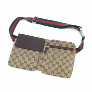 Gucci Gg Canvas Leather Fanny Pack Pouch Sling Bag (Pre-Owned) belt bags on sale