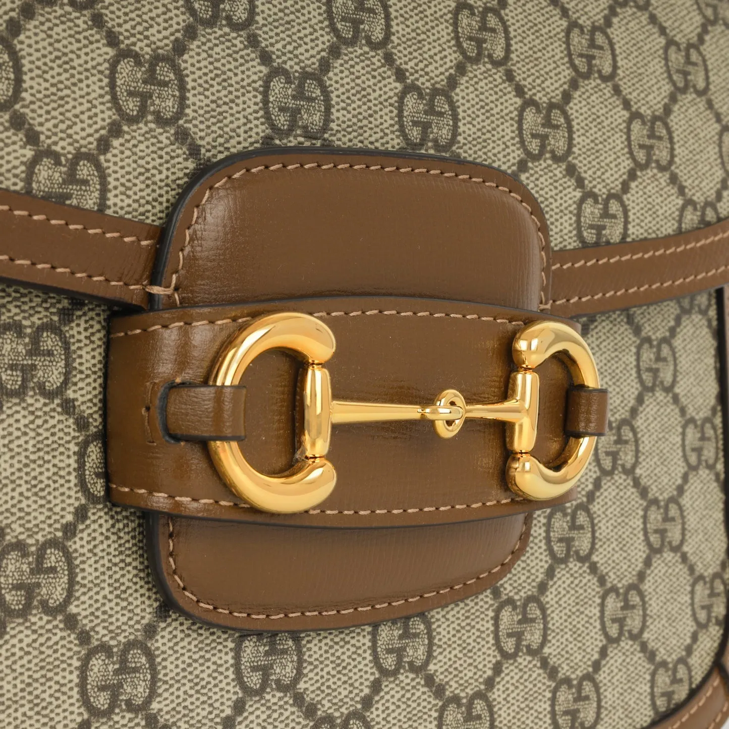 Gucci Gucci - Small Horsebit Crossbody 1955 - Beige/Dark brown GG Supreme canvas GHW - Pre-Loved