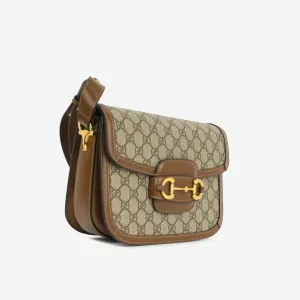Gucci Gucci - Small Horsebit Crossbody 1955 - Beige/Dark brown GG Supreme canvas GHW - Pre-Loved anti-theft crossbody bags sale