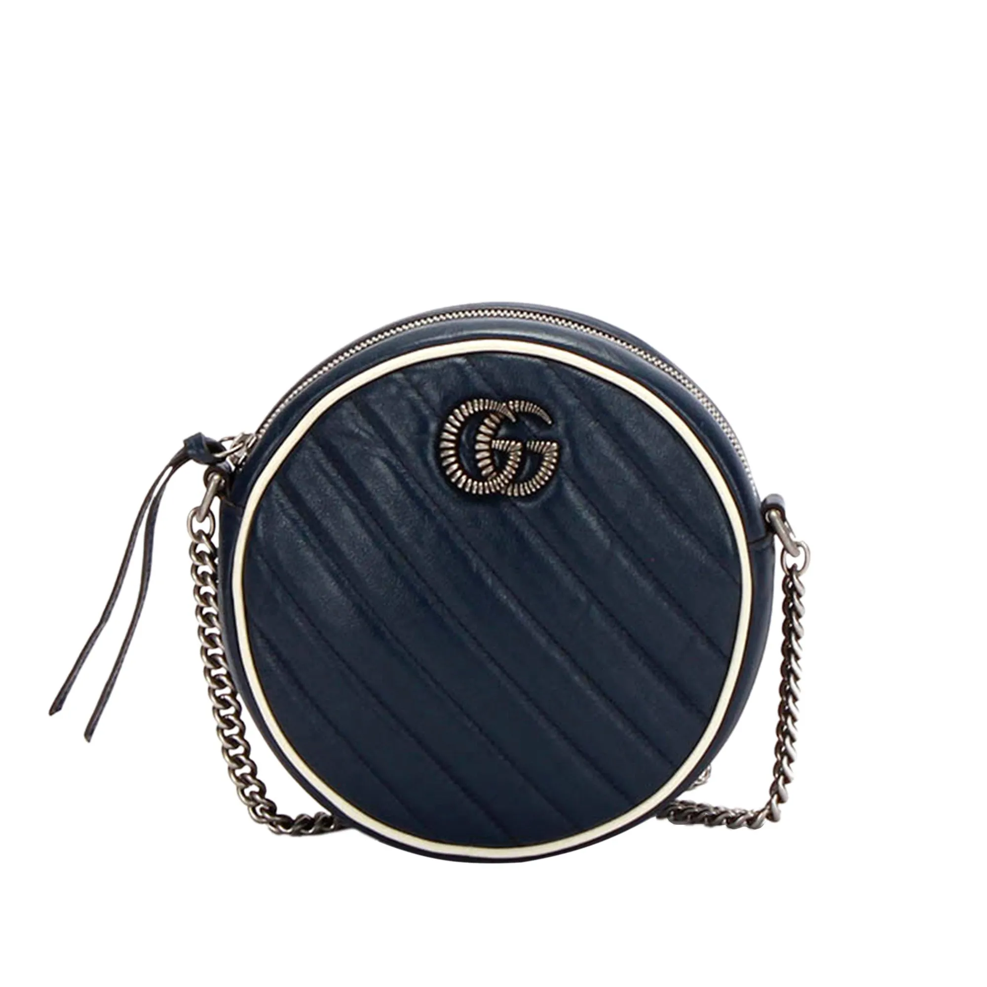 Gucci Mini GG Marmont Round Leather Crossbody Bag Blue
