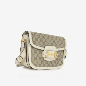 Gucci - Small Horsebit Crossbody 1955 - White GG Supreme canvas GHW - Pre-Loved anti-theft crossbody bags sale